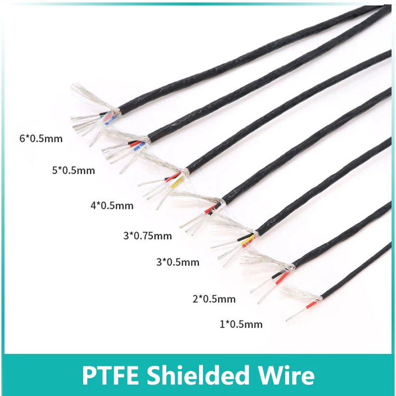 

1/2/5/10m PTFE Shielded Wire 0.3/0.5/0.75/1/1.5mm² High Purity 2 3 4 5 6 Cores OFC Copper Tinned FEP Insulation AFPF Signal Line