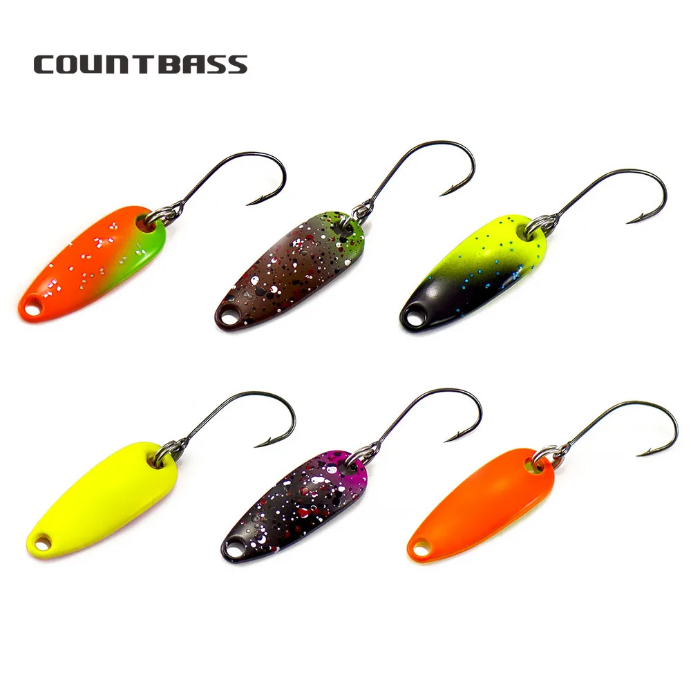 Countbass 6 PCS Trout Spoon With Korean Single Hook, Size 28.2x10.2mm, 2.7g  3/32oz Salmon Trout Pike Bass Fishing Lures