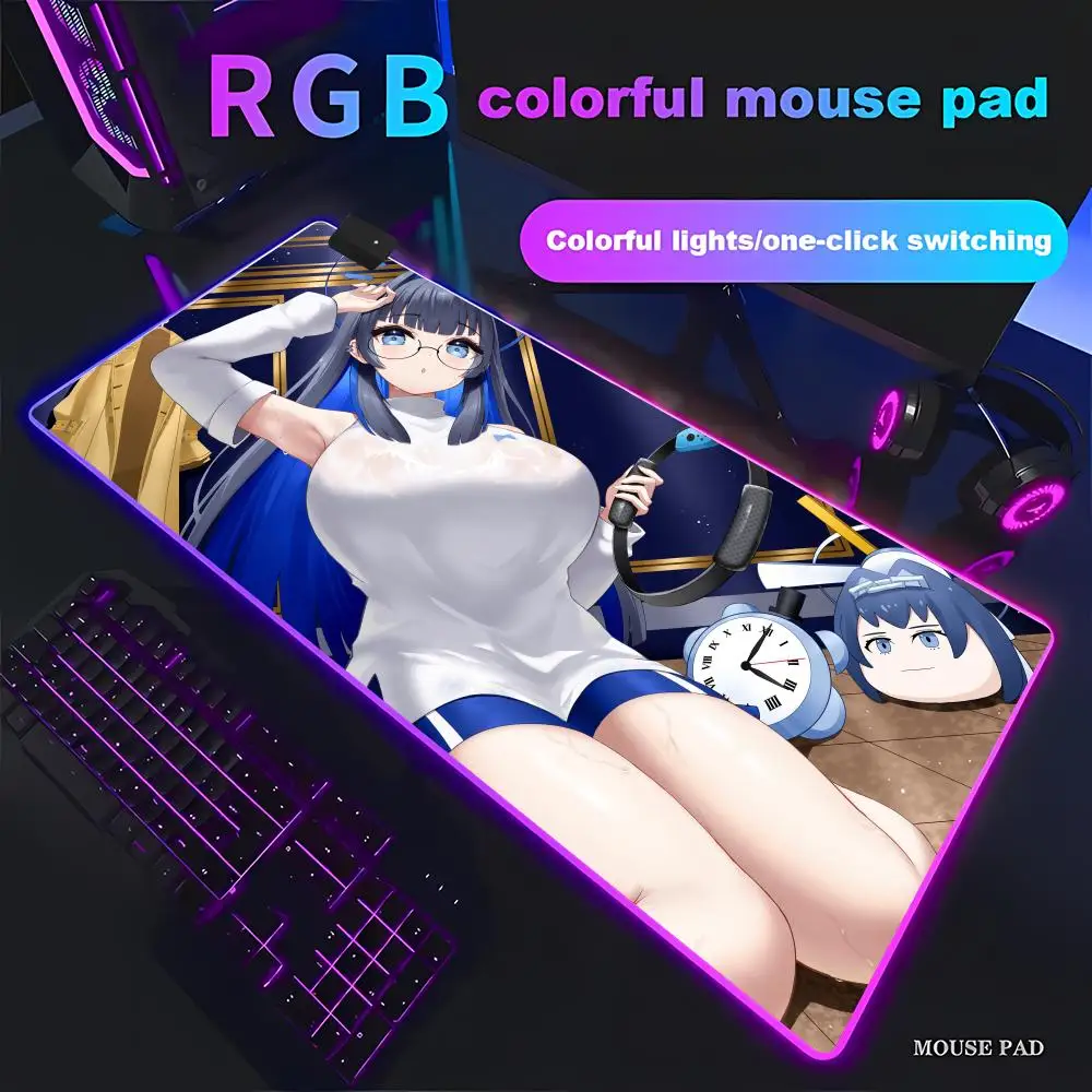 

Коврик для мыши HYBXAXC Hololive Ouro Kronii для компьютерных игр, анимационный, RGB HD, большой, с LED-подсветкой, для ПК, нескользящий, декоративный