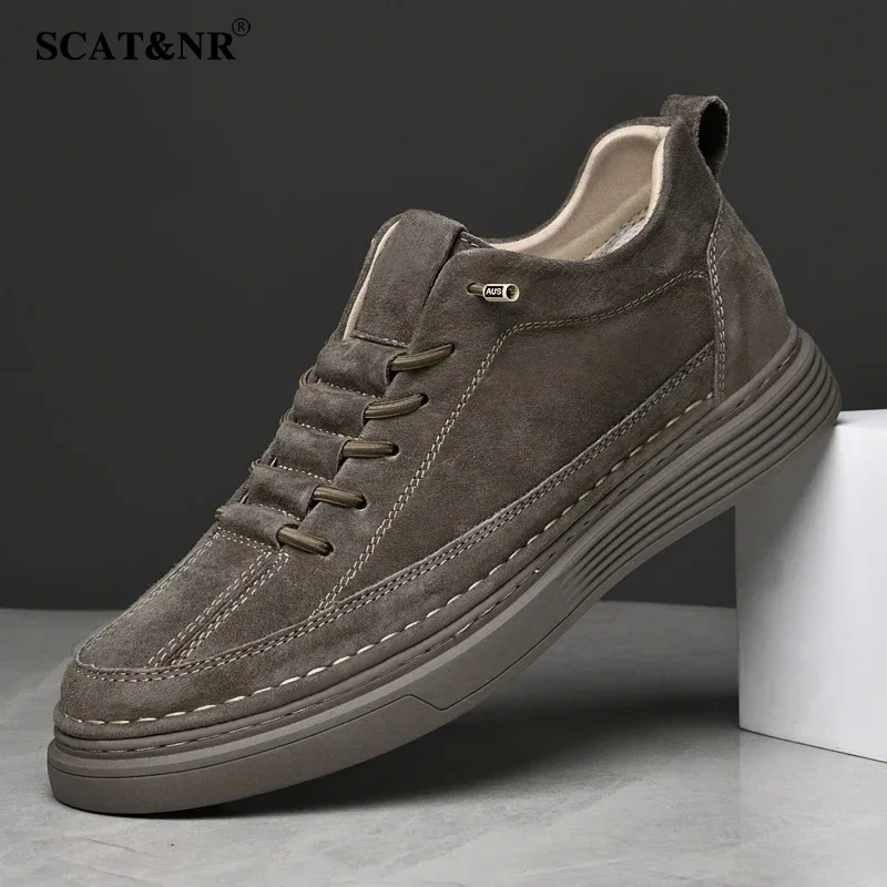 Designer's new men's leather casual shoes trend high top shoes versatile men's sports casual shoes work big size: 36-47