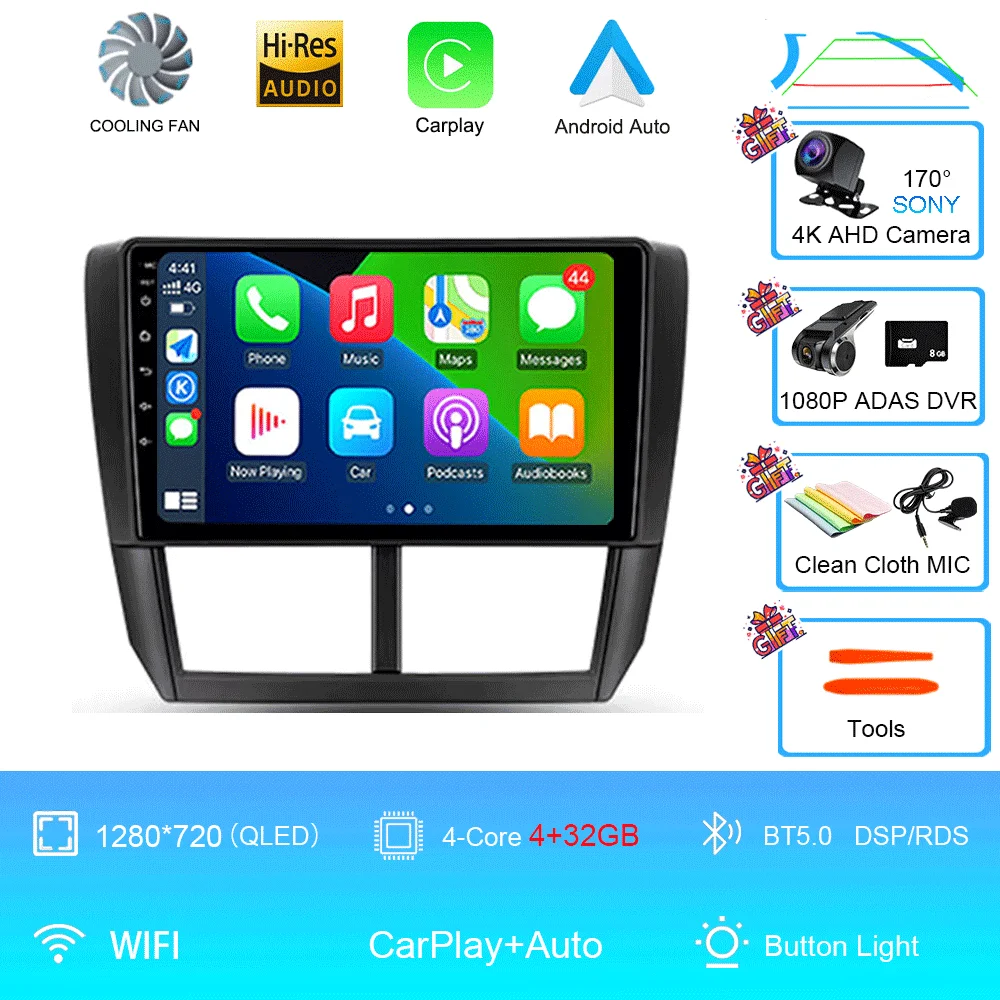 Auto radio Android 16 Carplay voor Subaru Forester 3 SH 2007-2013 voor Impreza GH GE 2 Din multimediaspeler 2 din head unit