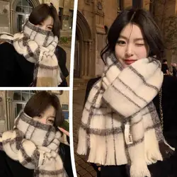 2024 Luxury Brand Cashmere Womens Scarf Winter Thick warm Solid Wraps Female Pashmina Long Tassel Female Bufandas Thick Blanket