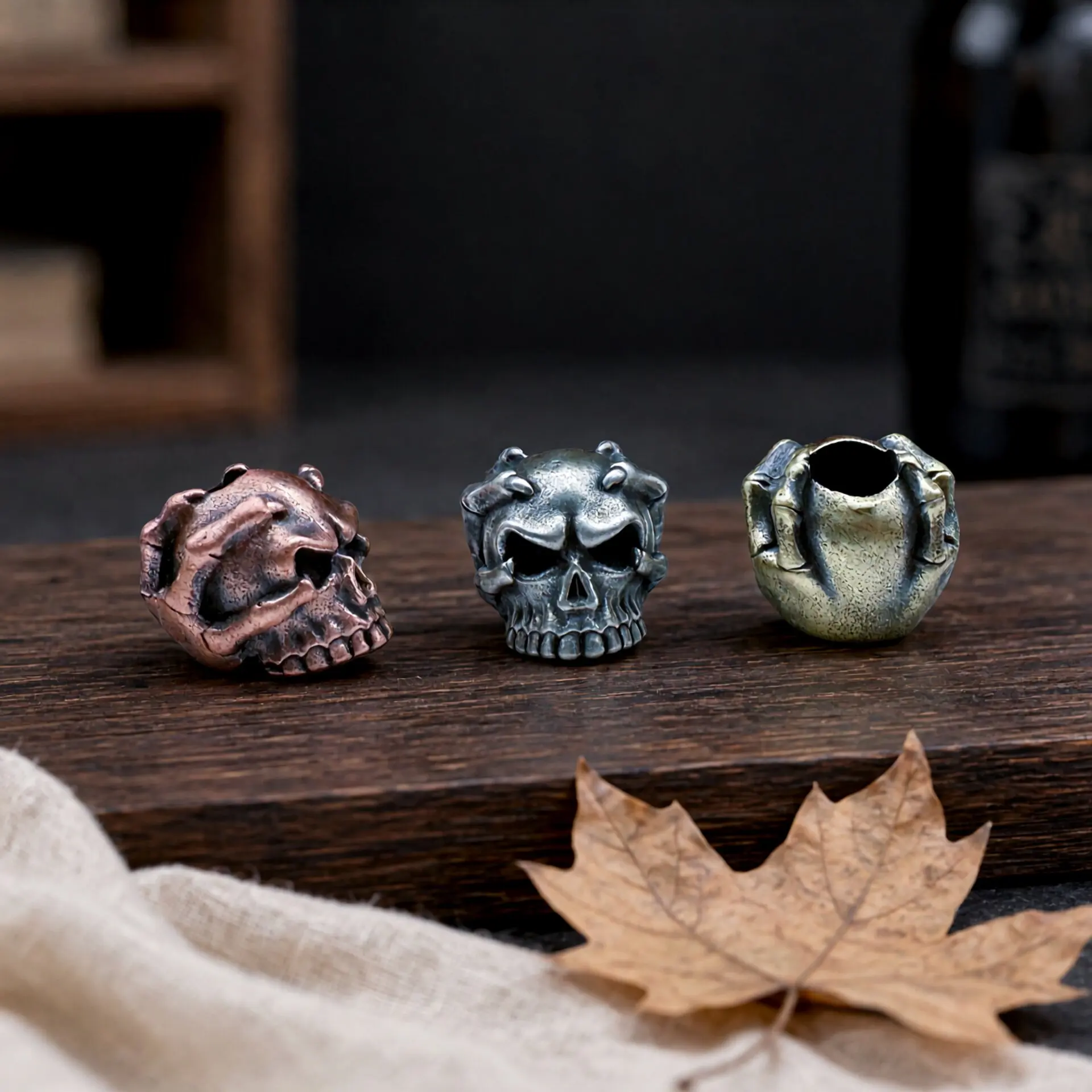 Eagle Claw Skull Head Brass Knife Beads EDC DIY Paracord Woven Bracelets Lanyard Pendant Accessories Outdoor Tool Hangings Charm