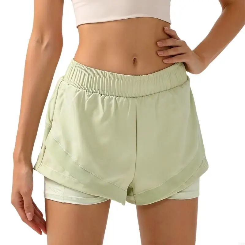 Trendige Sportshorts für Damen, atmungsaktiv, dehnbar, Polyesterstruktur, zum Laufen, Schwimmen und für 69HD – Detail 3