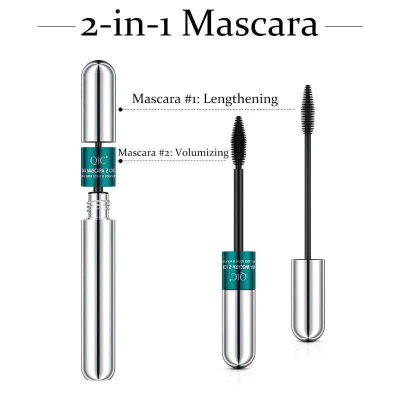 ダブルインワンマスカラシルクファイバー防水マスカラまつげエクステンション用黒厚い延長まつげ化粧品 1 個