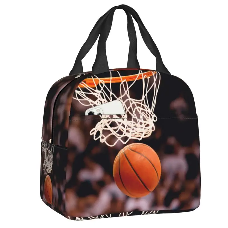 Bolsa de almuerzo deportiva para baloncesto, fiambrera térmica portátil con aislamiento para mujeres, niños, escuela, Picnic, viaje, bolsas de mano para alimentos