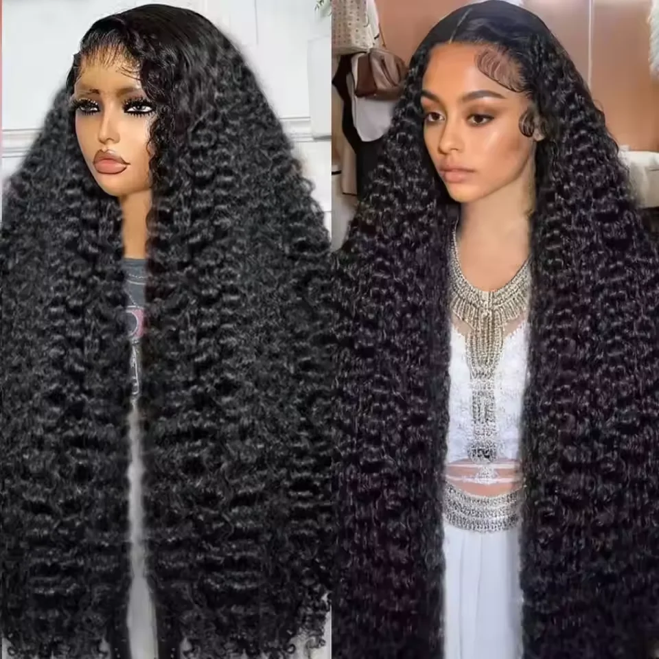 30 Inch Long Deep Wave Wig 100% Human Hair 13x6 HD Lace Frontal Wig 200% Density Water Wave Frontal Pre Plucked Wigs For Women