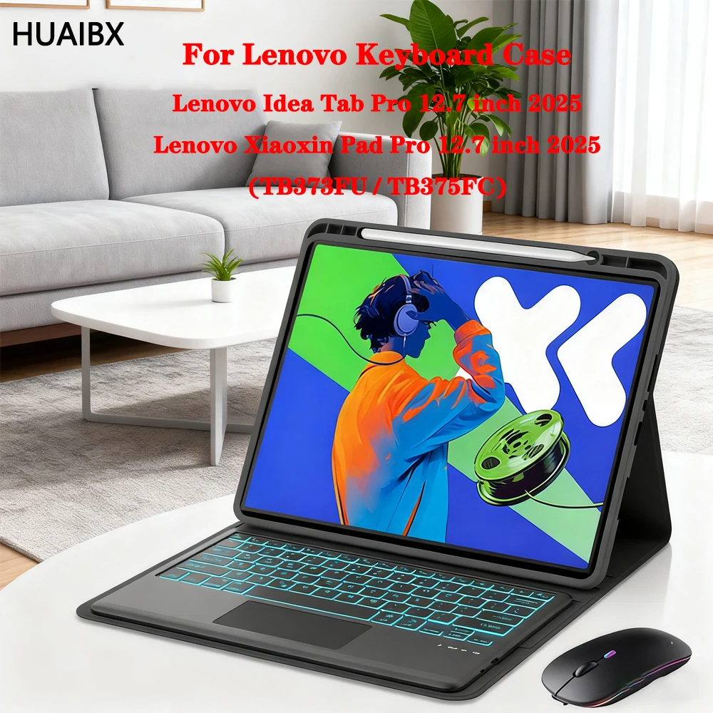 حافظة لجهاز Lenovo Xiaoxin Pad Pro مقاس 12.7 بوصة 2025، لوحة مفاتيح قابلة للفصل لجهاز Lenovo ldea Tab Pro 12.7 بوصة مع فتحة قلم TB373FU TB375FC #1