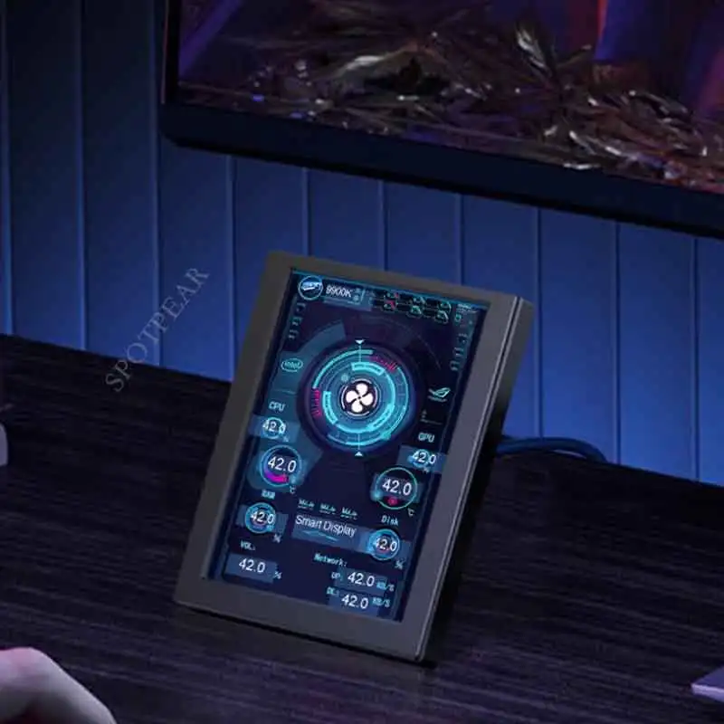 Monitor komputer LCD 3.5 inci, layar tampilan USB Tipe C layar sekunder PC CPU GPU RAM IPS Monitor