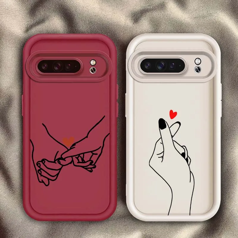

Hold Hands Boy Girl Love Heart Phone Case For Google Pixel 9 8A 8 7 7A Pro XL 5G Eye Ladder Soft TPU Shockproof Cover