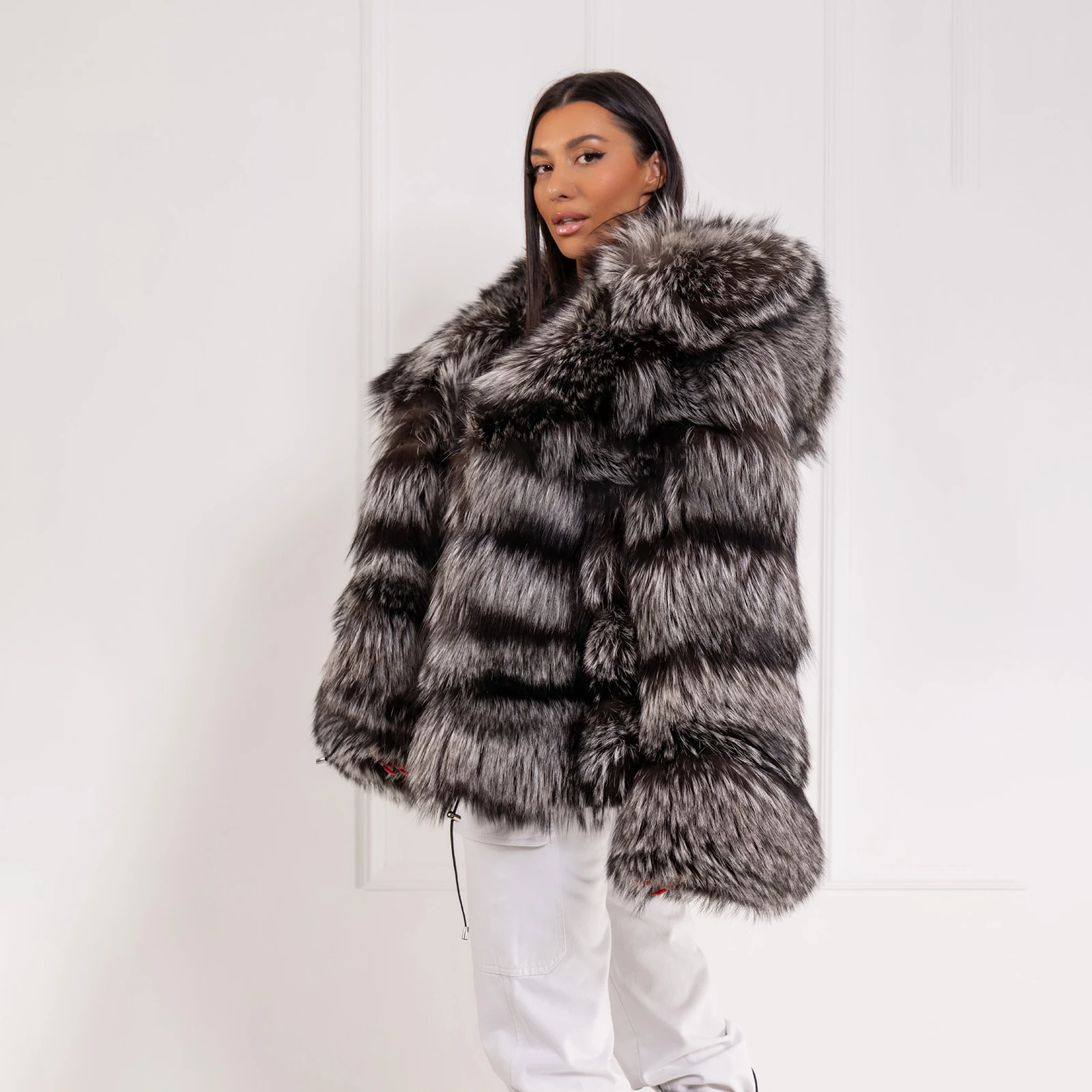 Frauen Natürliche Silber Fuchs Pelzmantel Mit Kapuze Dicke Warme Echte Blaue Fuchs Pelz Jacken Frau Winter Outwear Luxus Pelz mäntel