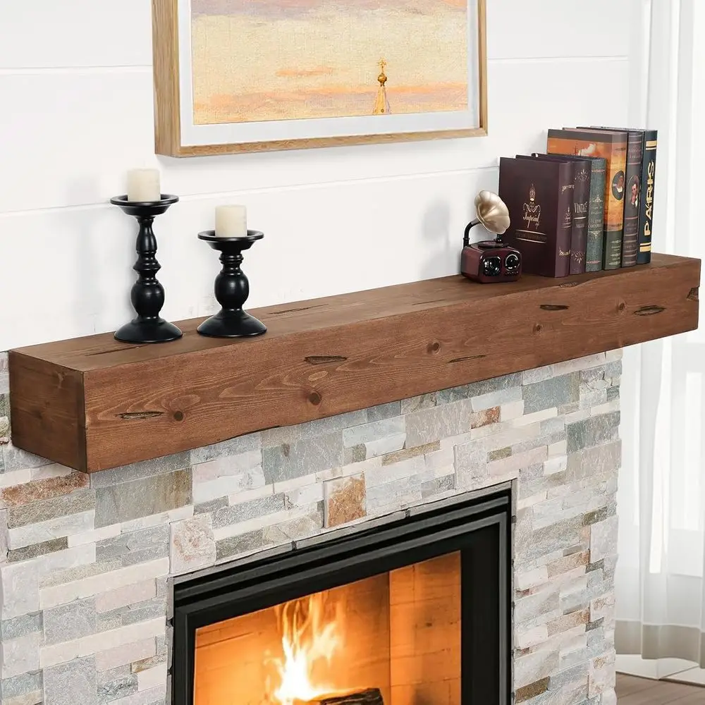 

G GOOD ireplace Mantel 60inch - Ручная работа, состаренная плавающая полка для камина | Деревянные полки или навесные полки для каминов в стиле рустик/дереневый стиль
