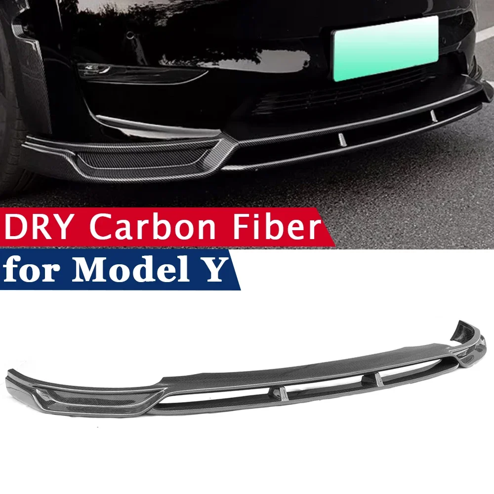 Dry Carbon Fiber for Tesla Model Y 2021 2022 2023 2024 Car Front Bumper Spoiler Lip Body Kit Splitter Canard Guard CMST Style