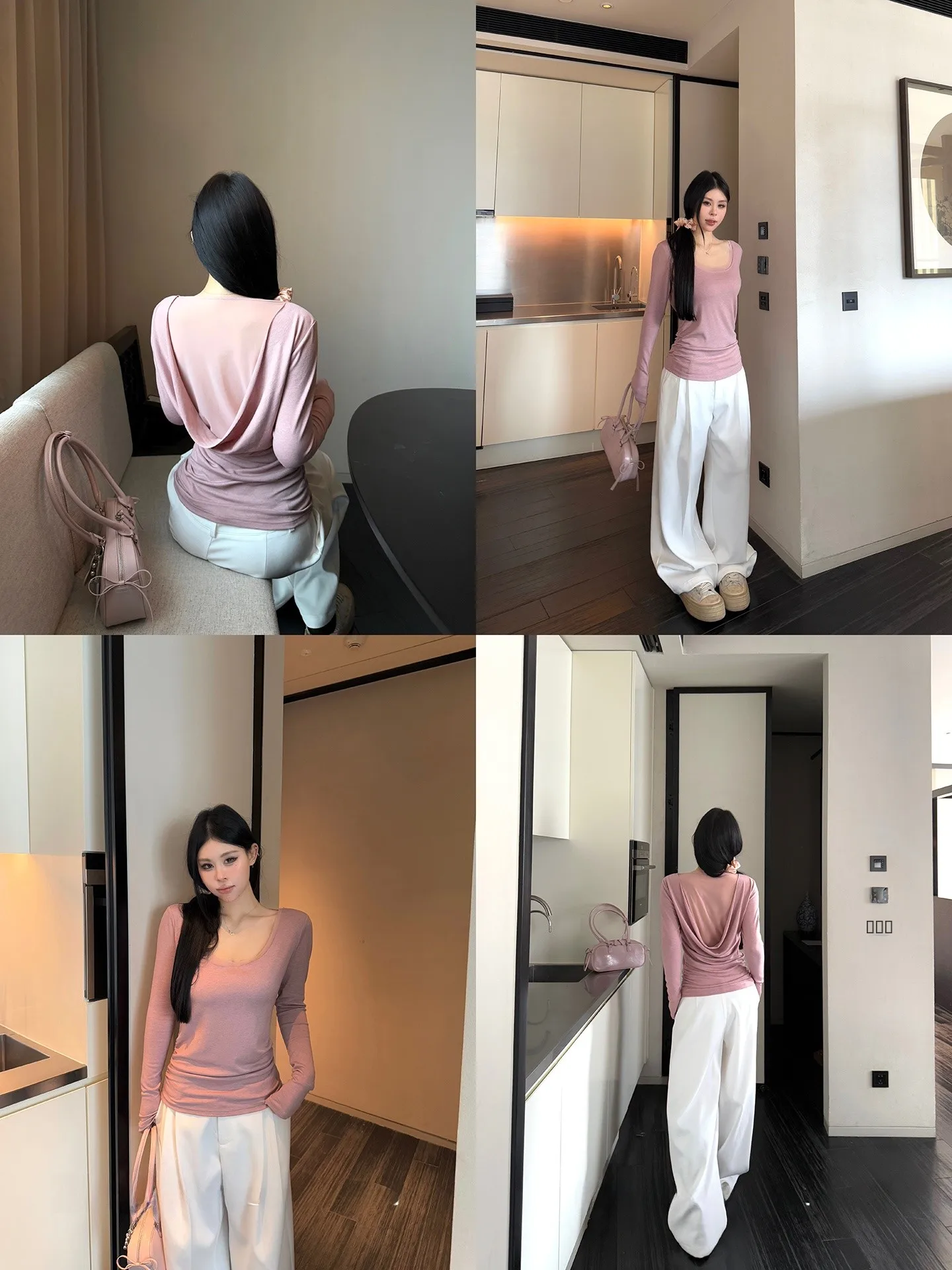 

Slimming Long Sve Knitted T-irt Women's Bal Me Neline Casual Sle Breathable Comfortable Spring Faion Top