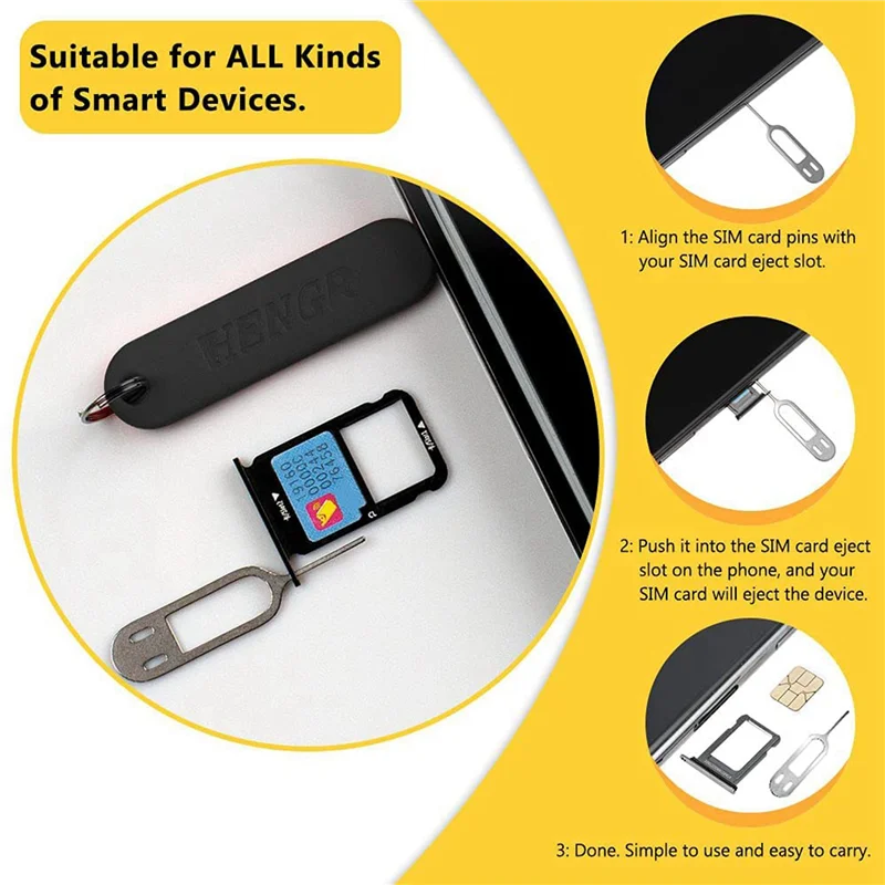 

12 шт., инструмент для удаления SIM-карты, лоток для SIM-карты, инструмент для удаления штифтов, открывалка для игл, съемник со съемным брелоком, черный