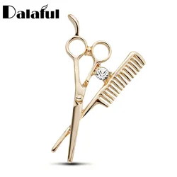 Fashion Comb Scissors Brooch Hat Dress Collar Clips Bijoux Crystal Hijab Pins Up Brooches For Wedding  Jewelry Z029