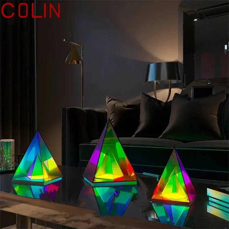 COLIN Contemporary Creative Table Lamp  Pyramid Indoor Atmosphere Decorative LED Lighting For Home Bed Room