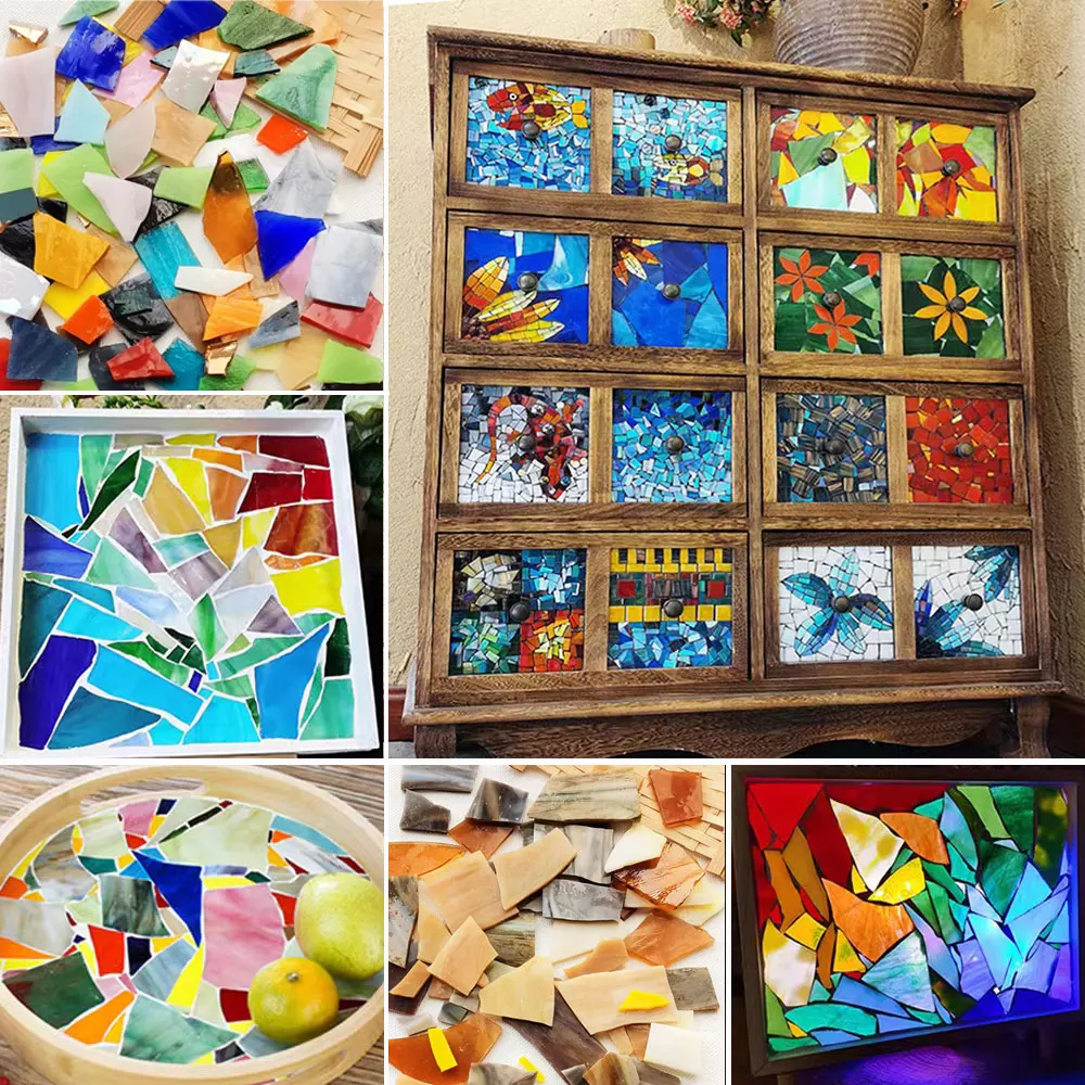 

100g/Lot Mosaic Tiles Stained Glass Mosaic DIY Handmade Coaster Mosaic Puzzle Making Art Wall Decoration Supplies Color arte