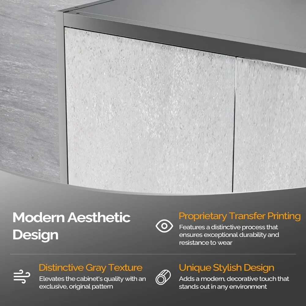 خزانة تخزين معدنية مع قضيب تعليق، 4 أرفف قابلة للتعديل، أبواب قفل بتصميم نمط رمادي حديث، خزانة ملابس الدولاب