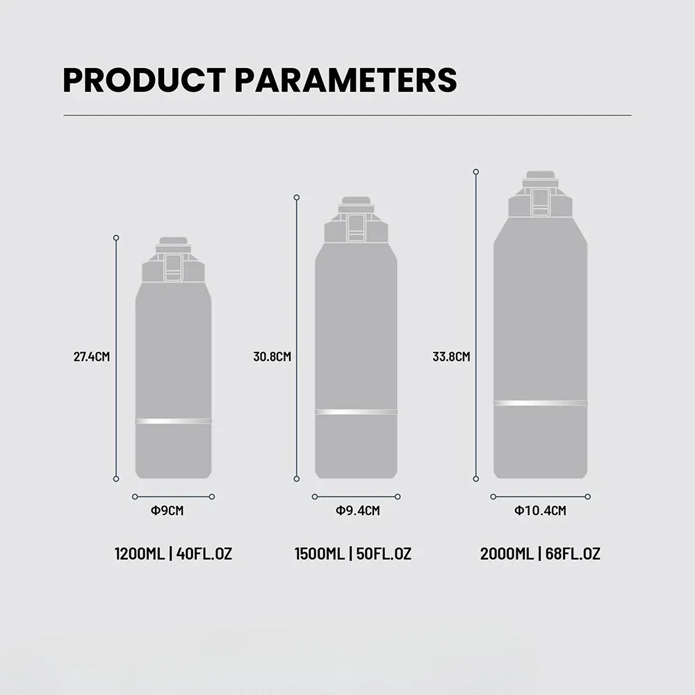زجاجة مياه معزولة بسعة كبيرة من Tyeso مع مقبض، كوب سفر محمول، غطاء مانع للتسرب للرياضات الخارجية والمشي لمسافات طويلة وأدوات الشرب #5