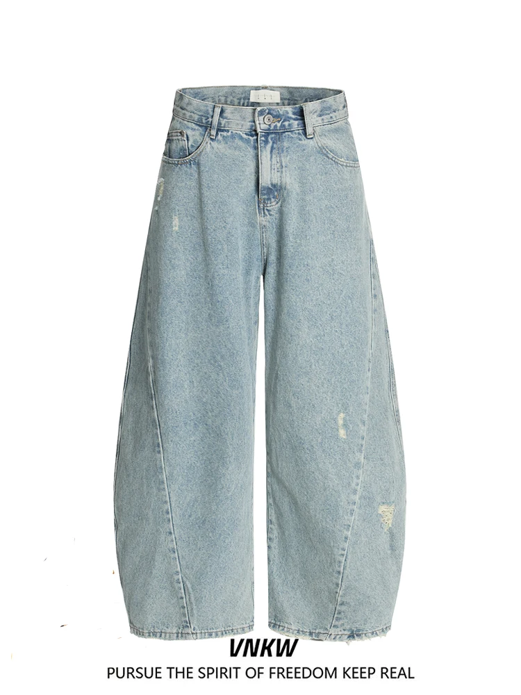 

Мужские джинсы Blue Jeans прямого кроя, широкие брюки, женские повседневные износостойкие брюки из смесового хлопка со средней/высокой талией на молнии