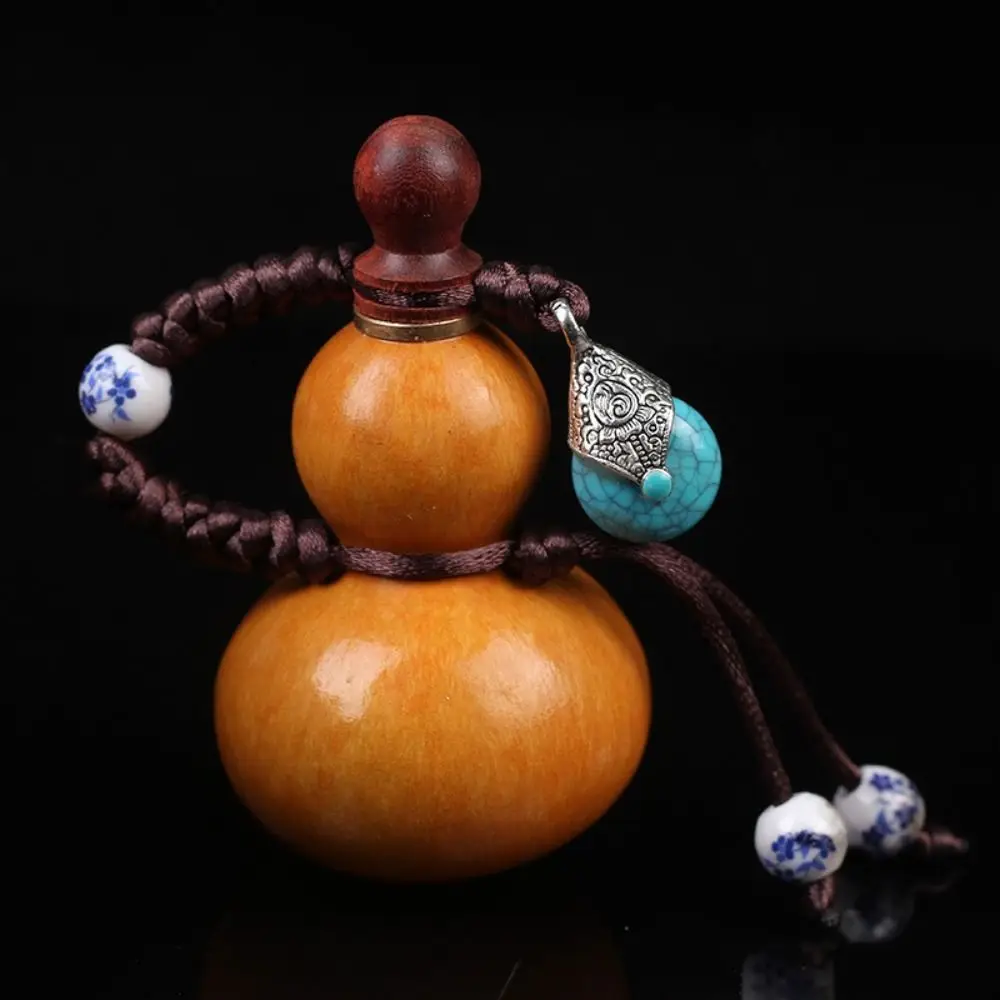 Art Collection Chinese Style Wood Gourd Hanging Decor Retro Lightweight Mini Gourd Decor Natural Whit Lid Gourd Pendant Barbecue