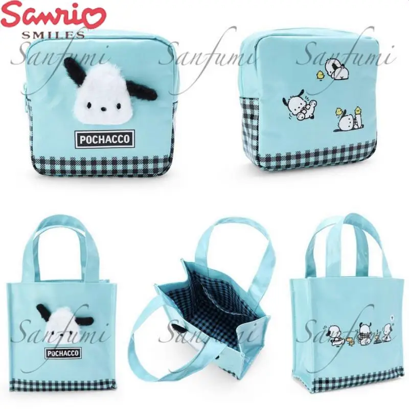 

Sanrio New Cosmetic Bag Kawaii Cartoon Pochacco Plush Doll Handbag Square Storage Large Capacity Cosmetic Bag Fashion PU Bag