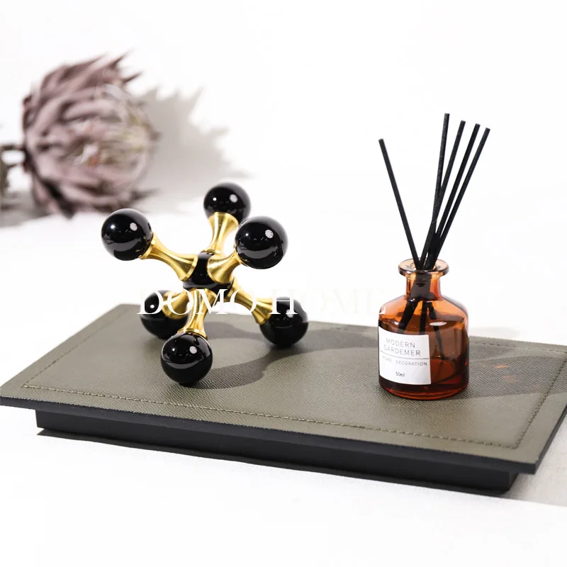 

PYJ Light Luxury Leather Tray Premium Home Bedroom Soft Decoration with Set Storage Tray