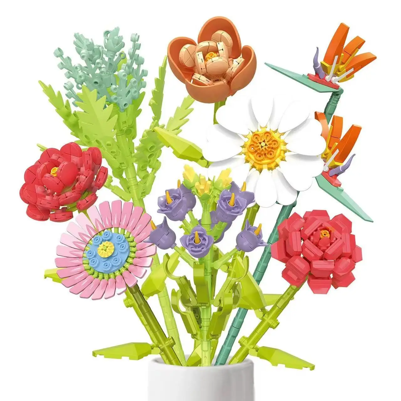 

Artificial Rose Building Blocks Flower Bouquet 3D Model Home Decoration Bricks DIY Children's Educational Toys Girl Gift