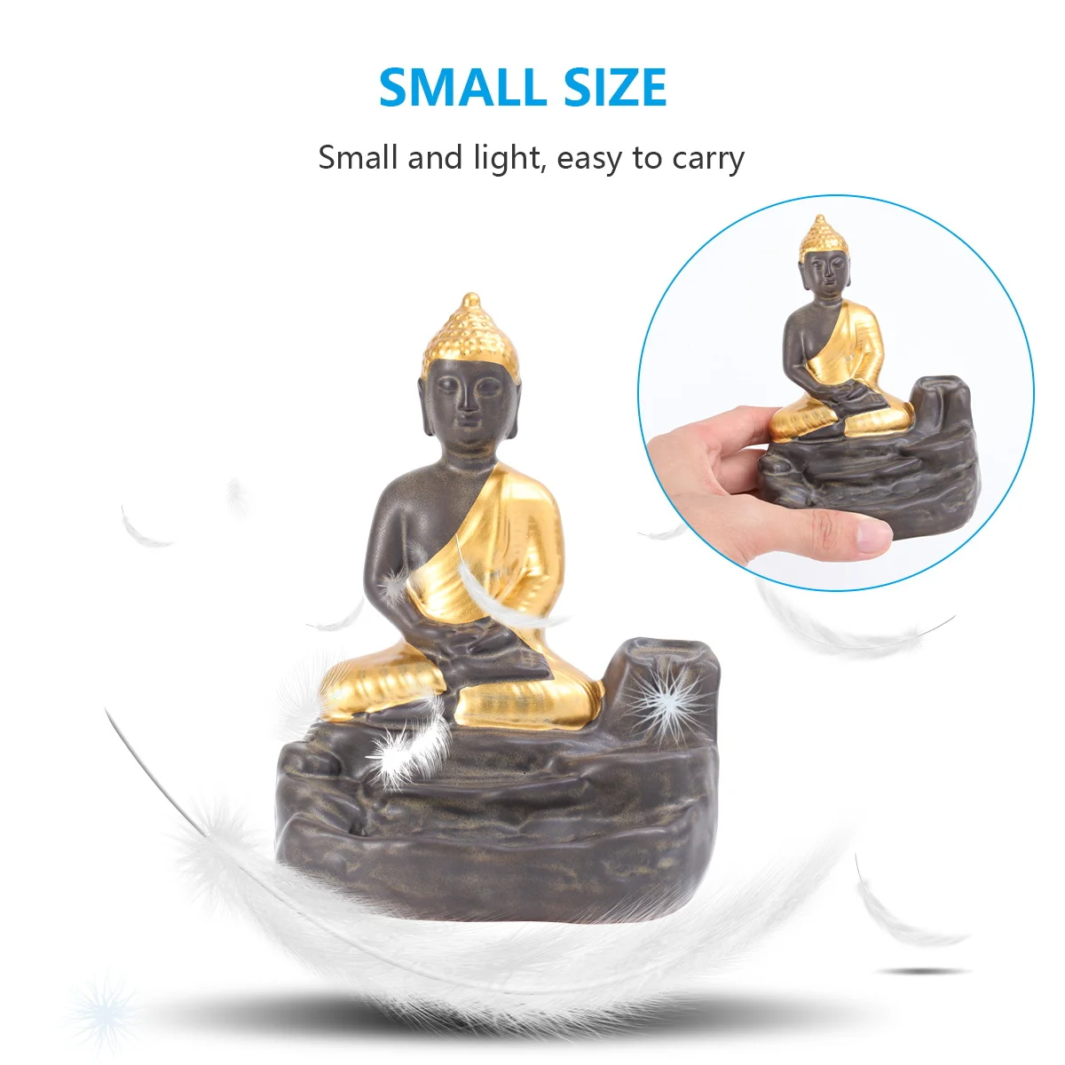 

1Pcs Ceramic Buddha Statue Backflow Incense Holder for Relaxation and Interior Decor Study Bedroom Sauna Use