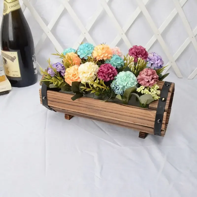 

Carbonized Wooden Flower Pot Succulent Plant Potted Planter Outdoor Garden Decor Ornaments