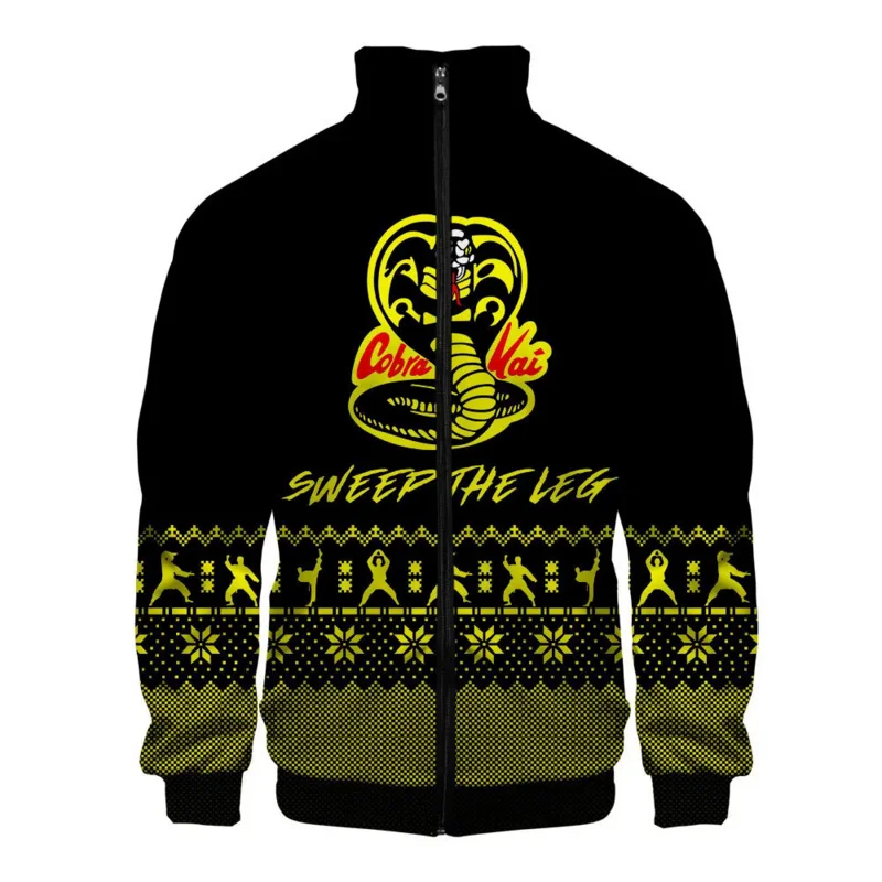 The Karate Kid Cosplay Cobra Kai Women Men Zipper Hoodies Jackets 3D Stand Collar Sweatshirt Tops Boy Tracksuit Streetwear