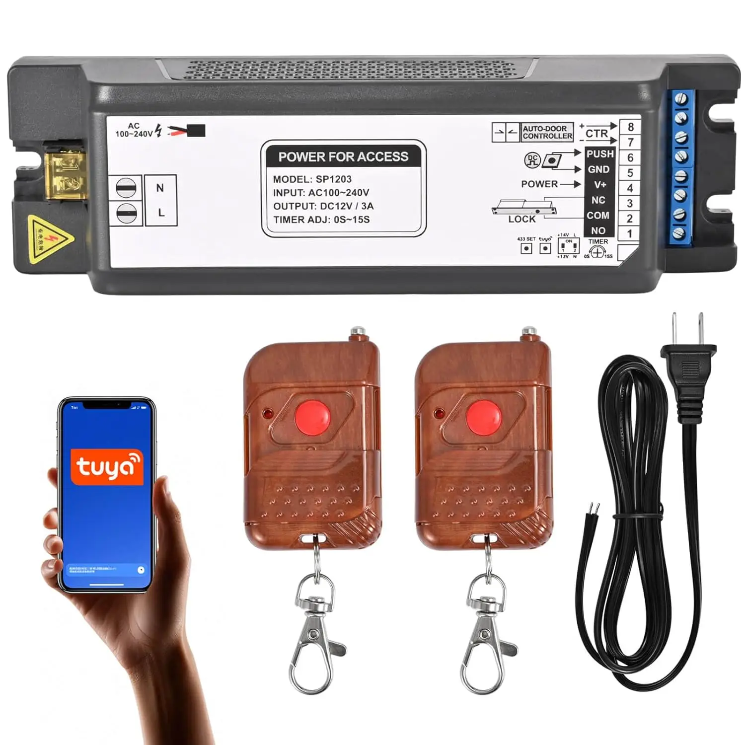 

12V/14V 3A Smart Power Controller with WiFi, Tuya App, Delay Timer & 433MHz Remote for Electric Locks and Door Systems