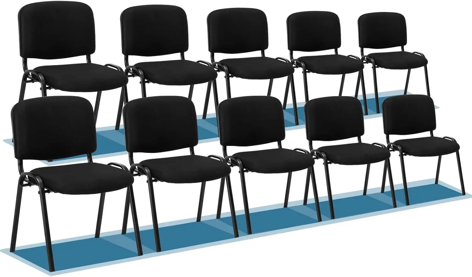 VINGLI Waiting Room Chairs, 10-Pack Black Mesh Church Conference Room Stackable Armless Set, Office Guest