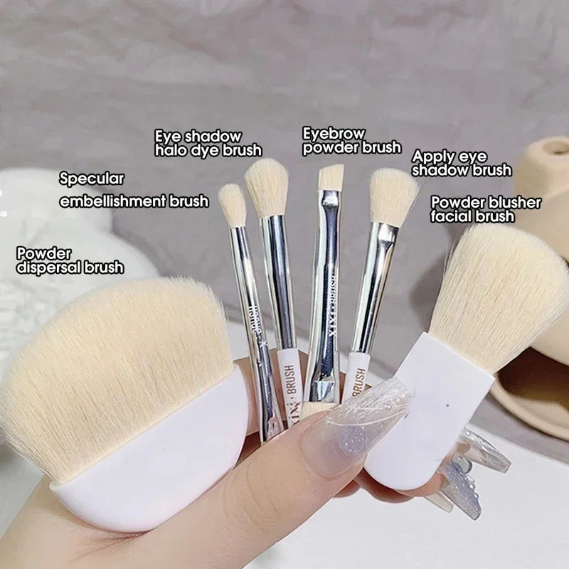 Ensemble de mini pinceaux de maquillage, ombre à barrage, fond de teint, correcteurs, poudre, fard à joues, outil de maquillage de beauté, brosse souple portable de voyage, 6 pièces