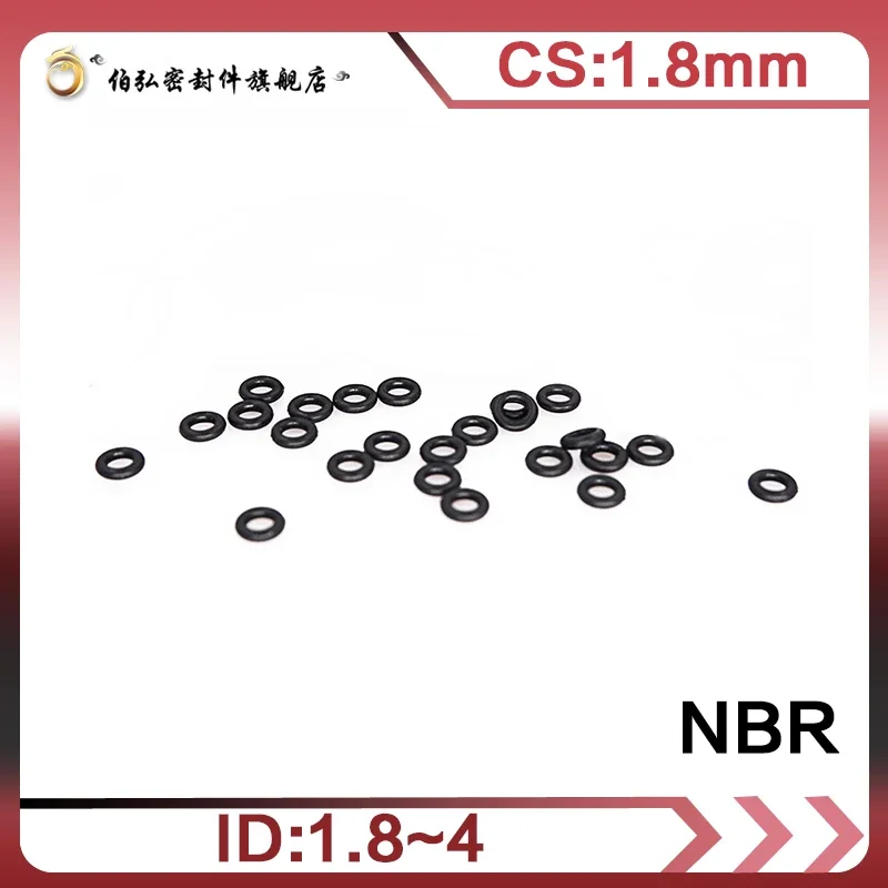 Nitrile Rubber O-Ring 50PCS/lot Black NBR Sealing CS1.8mm ID1.8/2/2.24/2.5/2.8/3.15/3.55/3.75/4mm O-Ring Seal Gasket Ring