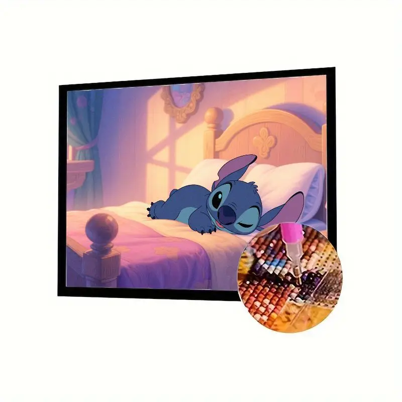 

1 шт. Disney Lilo & Stitch Cute Stitch Sleeping on Bed Diamond Painting Kit - 5D Full Drill DIY Rhinestone Art Embroidery Craft fo