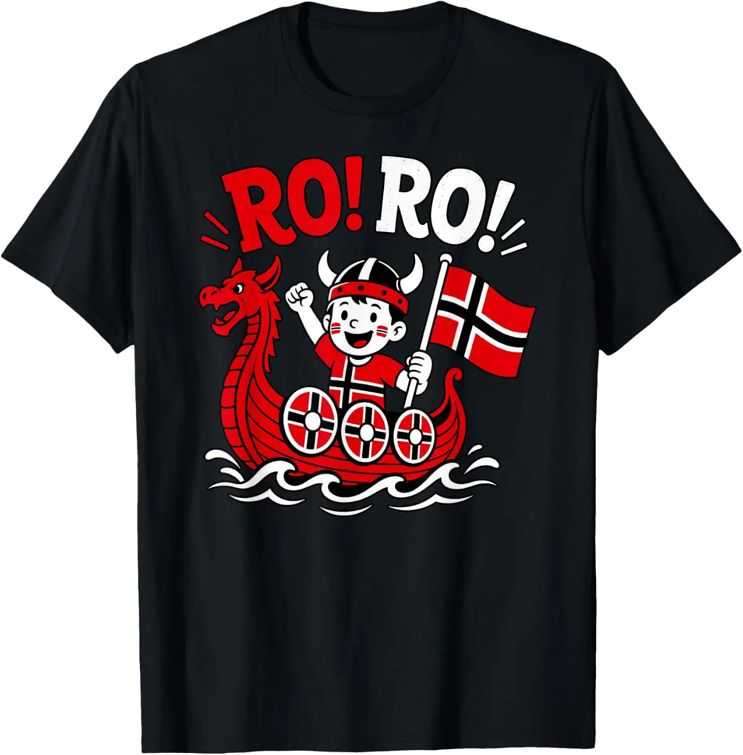 Ro Funny Norway Viking Cartoon Kids Norwegian Heritage T-Shirt 100% Cotton Trendy Y2K Short-Sleeve Tee-Soft, Quick-Drying,