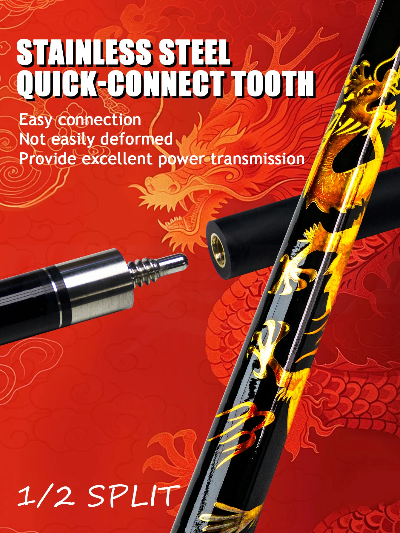 Professional Carbon Billiard Cue with Dragon Design for 9 Ball and Carom High Performance Pool Stick 12.5mm