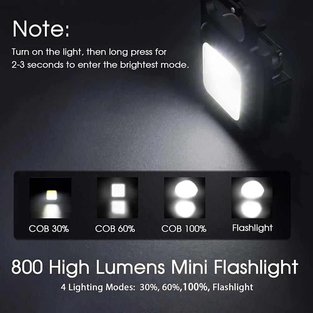 Novo mini led luz de trabalho multifuncional brilho cob chaveiro luz recarregável portátil lanterna acampamento ao ar livre luz