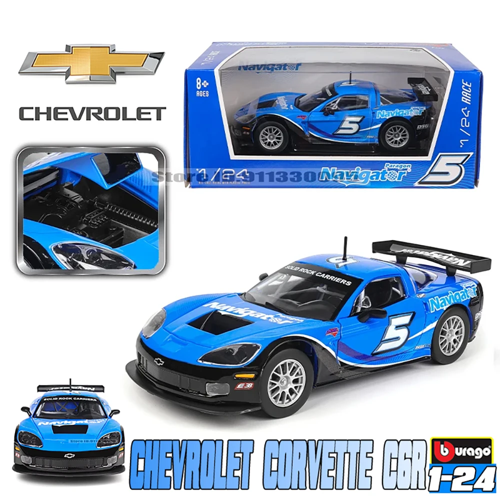 Bburago 1:24 Nuovo stile Chevrolet Corvette C6R Stile da corsa Veicolo in lega Pressofuso Modello di auto Collezione di giocattoli Regalo di compleanno del ragazzo