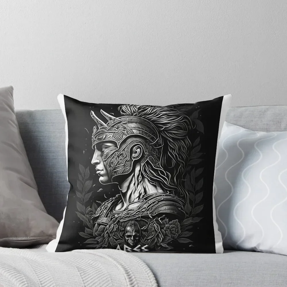 

ARES - GREEK GODS - Black and White Throw Pillow home decor items Bed pillowcases pillow