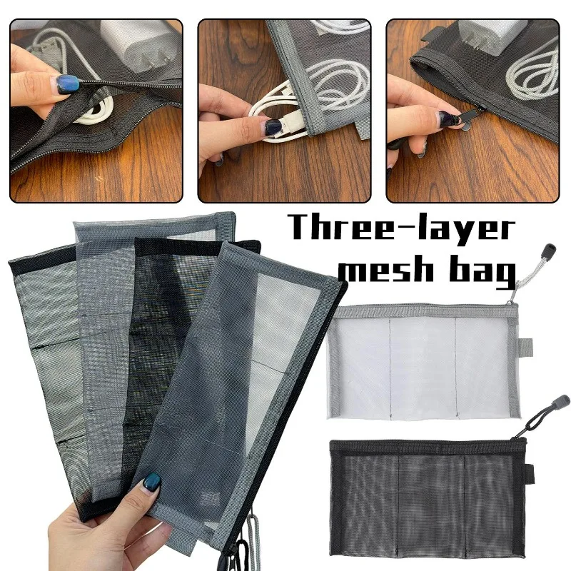 Travel Cable Organizer Bag Mesh Jewely Necklace Bracelet Mesh Storage Case Accessorie Pouch Earphone Power Organizer Bag Outdoor