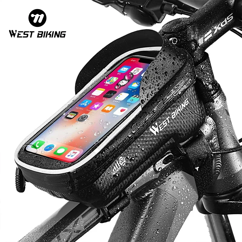 

WEST BIKING Bicycle Bag Waterproof Phone Bag Reflective MTB Road Bike Pannier Touch Screen 7.2 Inch Phone Case Bike Accessories