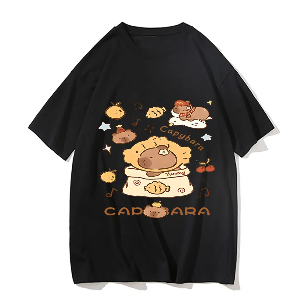 Cute Capybara T-shirt Men Design Sense of Personality Casual Loose Short-sleeved Kawaii Animals Printed Tops Figure Silhouette