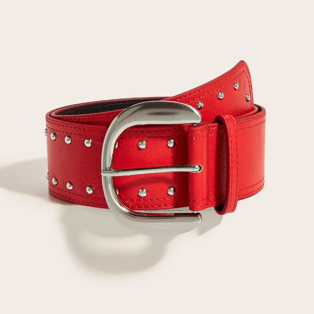 

Fashion Heavy-Duty Rivet Wide Belt Y2K Vintage Waist Strap Punk Rock Harajuku Trouser Dress Belts For Women