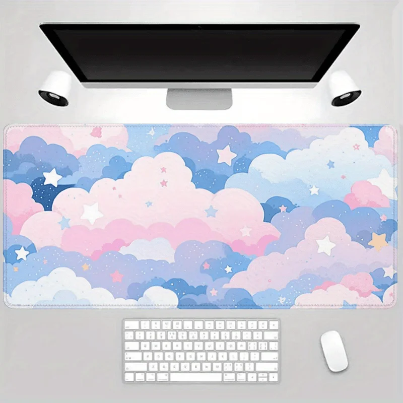 Dreamy Starry Clouds Extended Desk Mat Large Non-Slip Rubber Gaming Mouse Pad for Office
