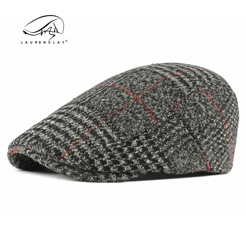 

Spring, autumn and winter wool men's beret Korean plaid cap women's British retro fashion forward hat tide