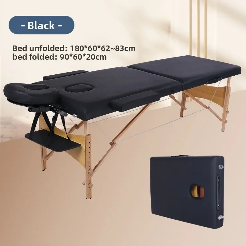 Reinforced Foldable Massage Bed Portable Home Use for Tui Na Moxibustion Tattoo Wood Therapy Wellness Bed Massage Table Spa Bed