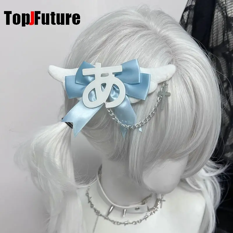 Anime Culture Gothic Harajuku Y2K girl Dark gothic punk subculture bow black white Lolita edge clip headband hairgrips Hair clip